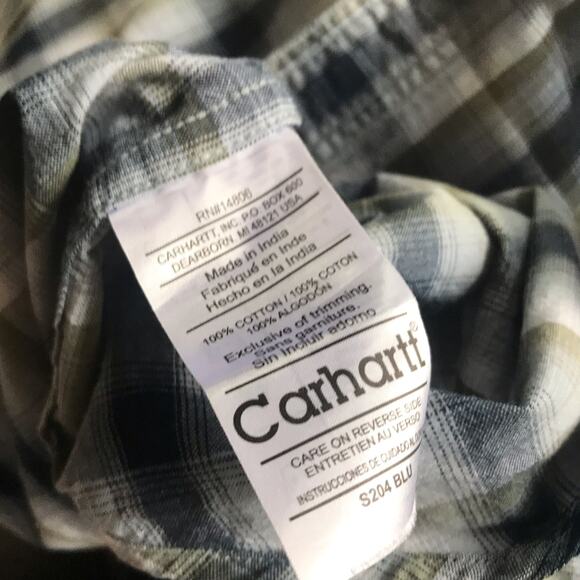 Carhartt Button Down Plaid Short Sleeve Cotton Shirt Men's Size Medium - Picture 7 of 7